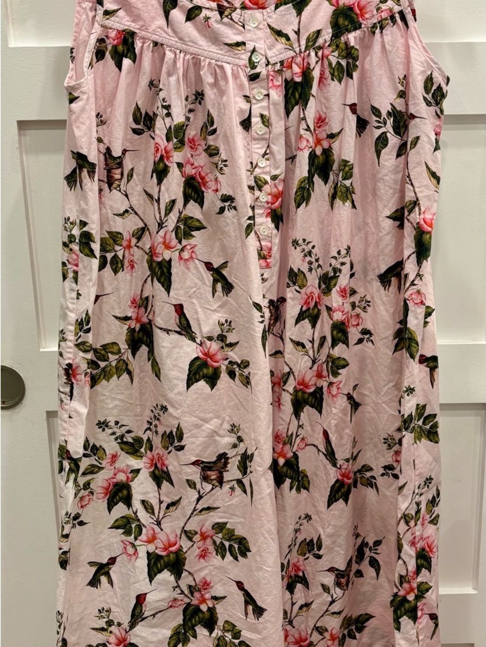 Heidi Carey Pink Hummingbird Floral Robe and Matching Nightgown 100% Cotton - Picture 5 of 10